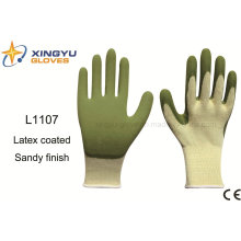 10g High Grade Polyester Shell Latex Sandy beschichtet Sicherheit Arbeitshandschuh (L1107)